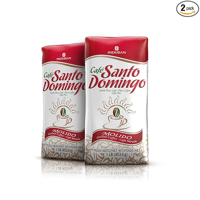 Café Santo Domingo, 16 oz Bag, Ground Coffee, Medium Roast - Product from the Dominican Republic (Pack of 2)
