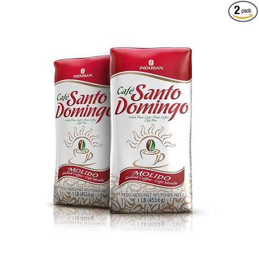 Café Santo Domingo, 16 oz Bag, Ground Coffee, Medium Roast - Product from the Dominican Republic (Pack of 2)
