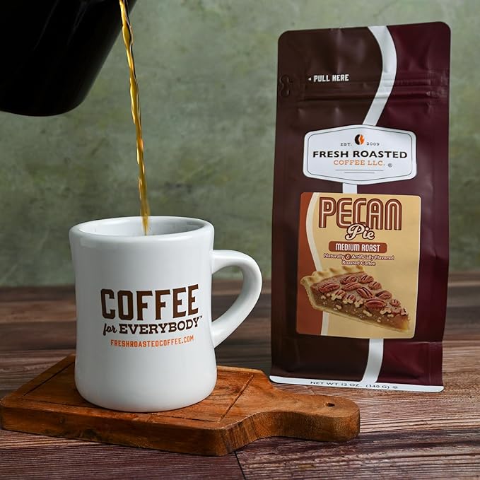 Fresh Roasted Coffee, Pecan Pie Flavored Coffee, 12 oz, Medium Roast, Kosher, Ground
