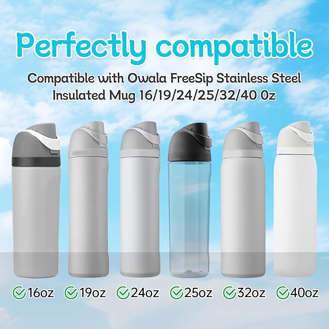 2 Sets Replacement Stopper and O Ring Gasket Compatible with Owala FreeSip 24oz 32oz,Water Bottle Lid Insert Cap Rubber Seal Parts for Owala 16/19/24/32/40oz Mouthpiece Accessories B2S1