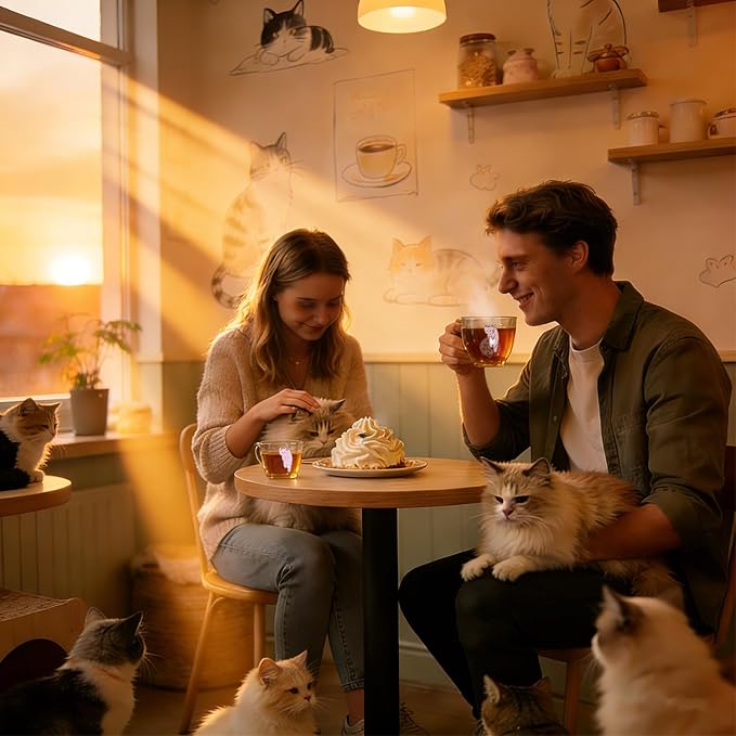 Cat Tea Infuser Set 2PCS, Loose Leaf Tea Strainers with Cute Alloy Charm, Stainless Steel Mesh Steeper for Flower Fruits Spices Herbal Tea and Cold Brew