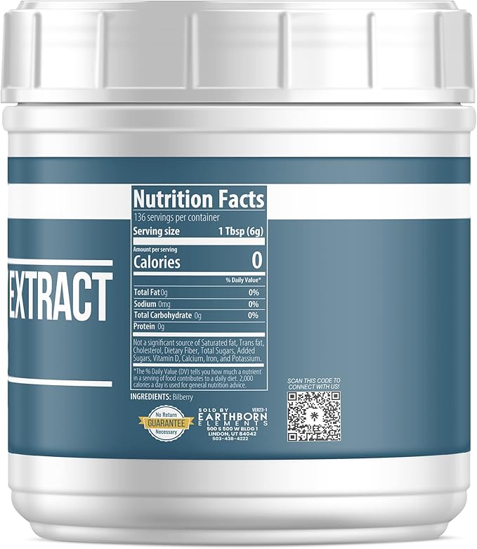 Earthborn Elements Bilberry Extract Powder 1.8 lb, Pure & Natural, Smoothies & Shakes