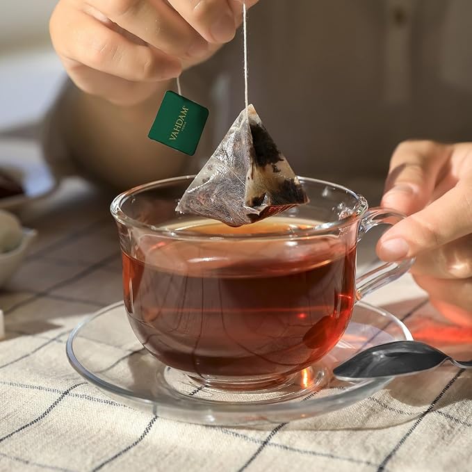 VAHDAM, Assorted Black Tea Bags Sampler (5 Flavors, 20 Ecofriendly Pyramid Tea bags) I Valentines Day Gifts for Him & Her | Assam and Darjeeling Teas | Gluten Free & Non GMO