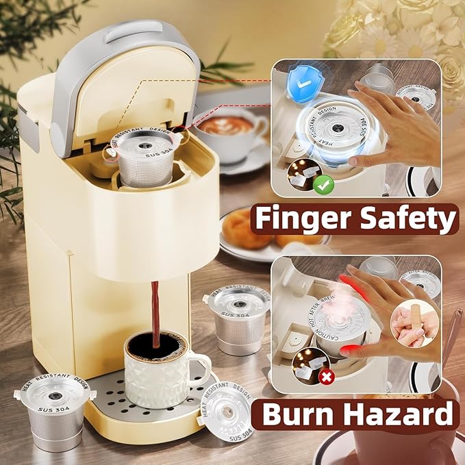 6 Pack Reusable K Cups Coffee Pods for Keurig 1.0: Stainless Steel Reusable Coffee Pods for Keurig Coffee Pods Reusable, BPA-Free, SUS 304‌, Scoop, Heat Resistant Handles