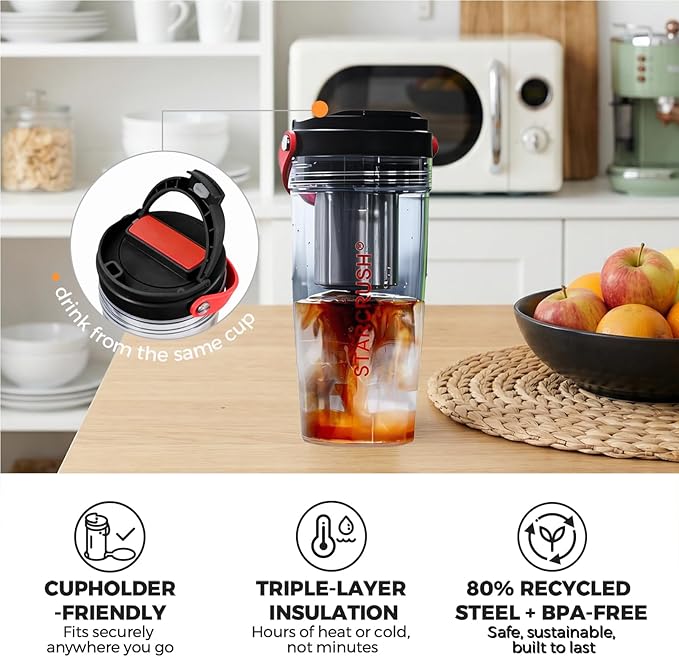 Portable Electric Espresso Maker, 20oz Insulated Stainless Steel Extraction Coffee Cup,Fast Brew with Pressure, Rechargeable, Leak Proof, BPA Free, Ideal for Travel,Commute and Office