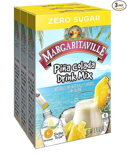 Margaritaville Singles To Go Drink Mix, Non-Alcoholic Powder Sticks (Pina Colada)