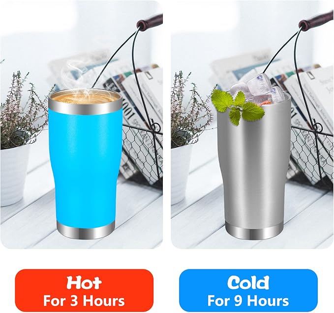 VEGOND 20oz Tumbler Stainless Steel Tumbler Cup with Lid And Straw Vacuum Insulated Double Wall Travel Coffee Mug(Stainless 12 Pack)