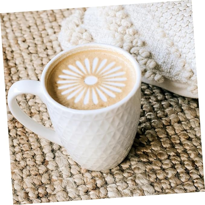 6 Pcs Stainless Steel Coffee Stencils Latte Art Templates for Cappuccino Milk Spray Tools DIY Coffee Decorating for Cakes Cookies and Desserts