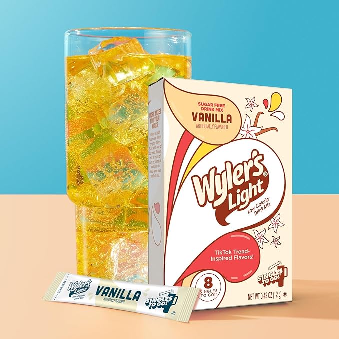 Wyler's Light Singles To Go Powder Packets, Water Drink Mix, 8 Count, 3 Boxes(24 Single Servings) (Vanilla)