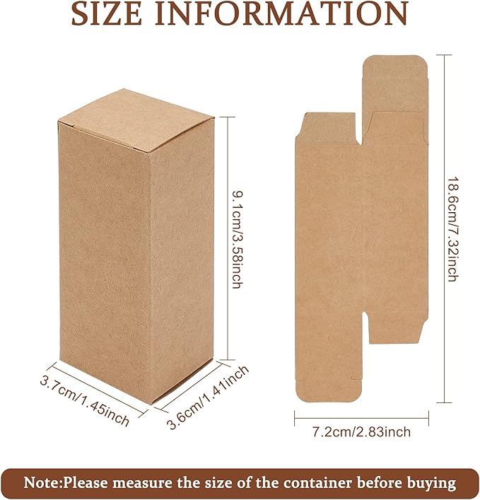 BENECREAT 45PCS Brown Kraft Paper Lipstick Box Essential Oil Wrapping Box for, Wedding, Birthday Party Favor, 9.1x3.7x3.6cm/3.58x1.45x1.41