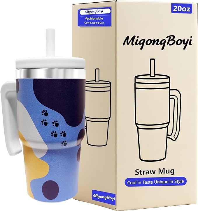 2PCS 20-OZ Insulated Water Bottle,Insulated Stainless Steel Tumbler,Reusable Cold Drink Thermos,BPA-Free, Double-Wall Stainless Steel Water Bottle (Blue-Hoo rays, 20, Fluid Ounces)