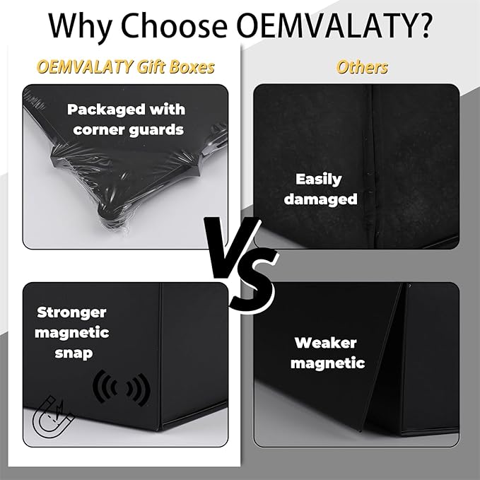OEMVALATY Black Gift Box,6x6x3 Inches Gift Boxes with Lids for Presents with Magnetic Closure and Ribbon for Wedding,Storage,Birthday