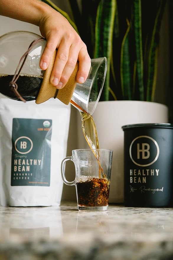 Healthy Bean Espresso Organic Coffee Beans Whole - Low Acid Coffee for Sensitive Stomach, Strong and Rich Flavor - USDA Organic, Dark Roast Whole Bean, 11oz