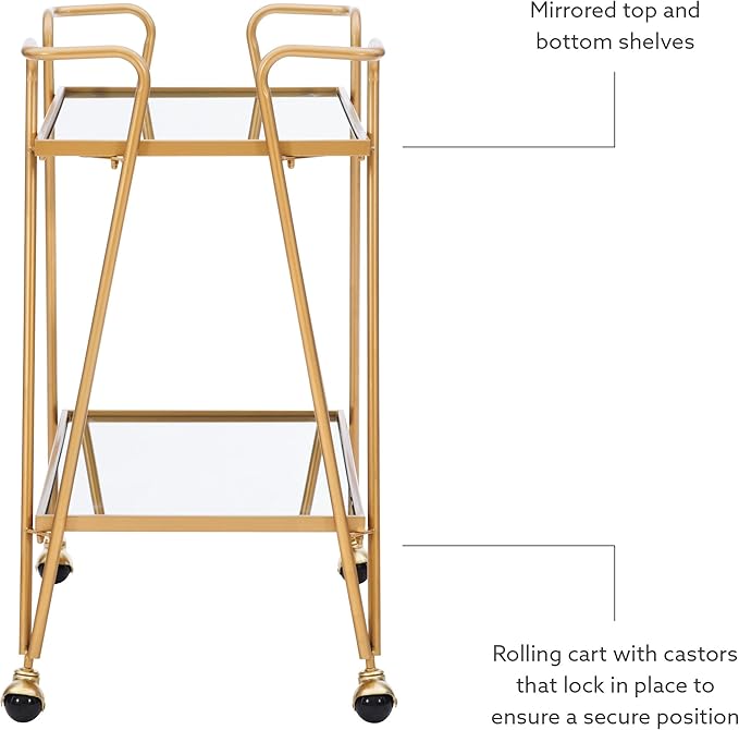 Linon Gina Mid-Century Bar Cart, Gold
