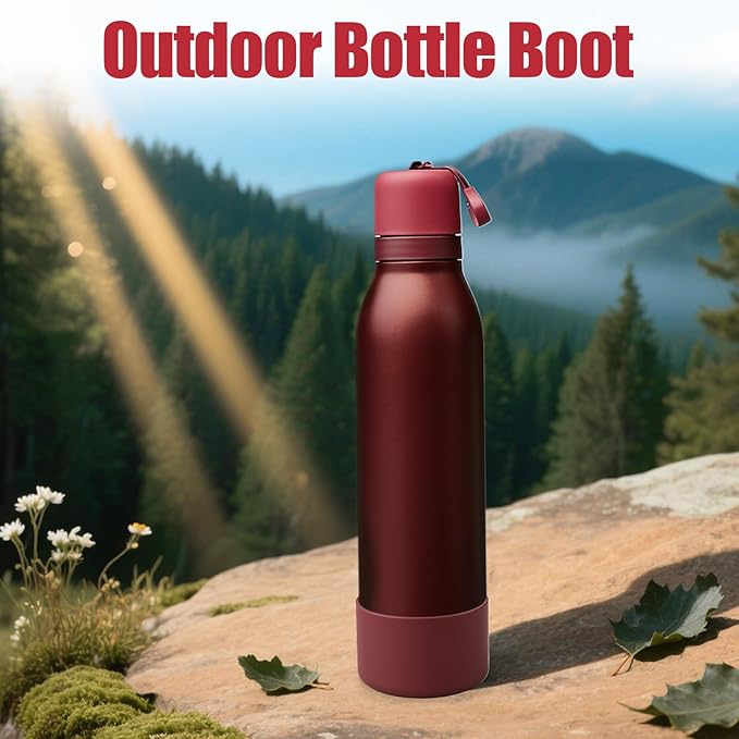 Mity rain 2PCS Silicone Boot for Owala FreeSip Twist Water Bottle, Anti-Slip, Noise-Reducing,Prevents Scratches(24 oz Black Cherry)