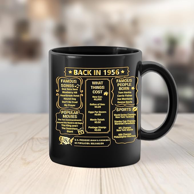QUPT 70th Birthday Gifts for Women Men, 70th Birthday Gifts for Him, 1956 Birthday Gifts for Women Men, 70 Years Old Gifts, 1956 Birthday Gifts for Her Him, 70th Birthday Presents Coffee Mug