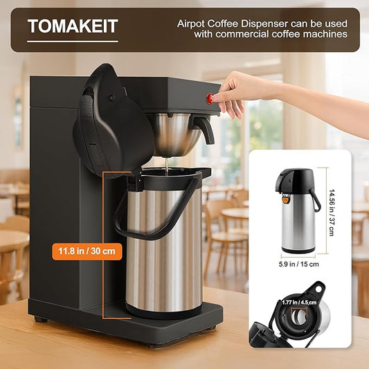 Airpot Coffee Dispenser Thermal with Pump,3L/102 Oz Insulated Stainless Steel Large Airpot Coffee Carafe Lever Action for Hot/Cold Water,Thermal Carafe for Hot Cocoa for Parties