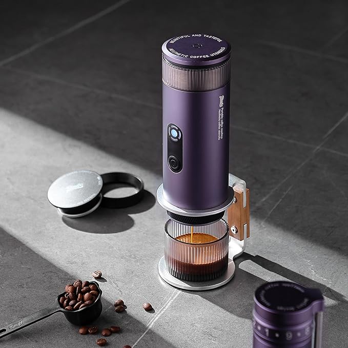 Portable Espresso Maker, Award-Winning & One-Touch Puck Ejection, Hot and Cold Brew, Complete Kit with Stainless Steel Double Shot Portafilter, Stand & Case, Self-Heating Machine for Travel, H1pro