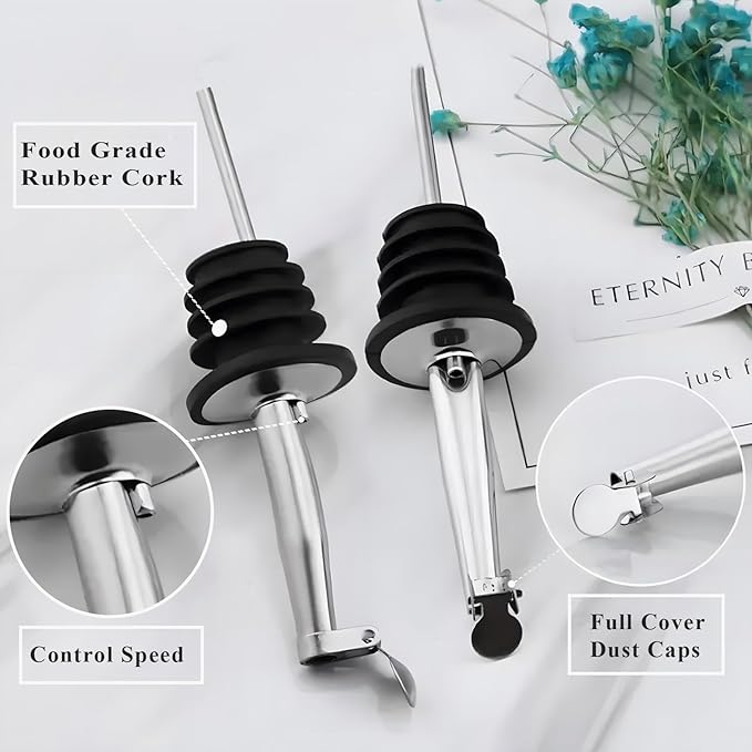 Pafusen 6 Pack Oil Spout with Flip Top, Olive Oil Dispenser Spout,Liquor Bottle Pourer Spouts for About 3/4" Bottle Mouth