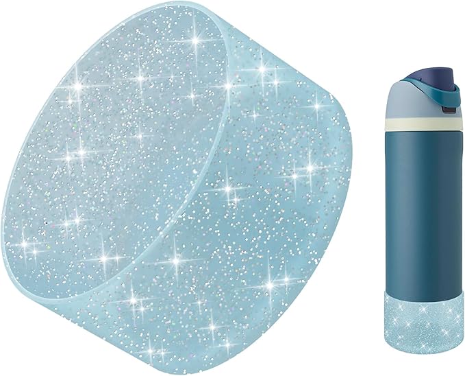 Protective Glitter Silicone Boot Compatible with Owala 24oz 32oz 40oz, Bling Cup Sleeve Bottom Bumper Cover Compatible with Owala FreeSip, Twist, or Flip Stainless Steel Water Bottles