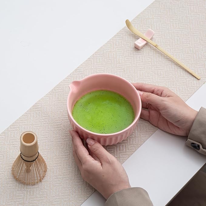 Matcha Whisk Set, Matcha Set Includes Ceramic Matcha Bowl, Matcha Whisk and Holder, Bamboo Scoop, Sifter, Scoop Rest and Tea Towel - 7 Pcs Matcha Making Kit for Matcha Lover and Tea Ceremony