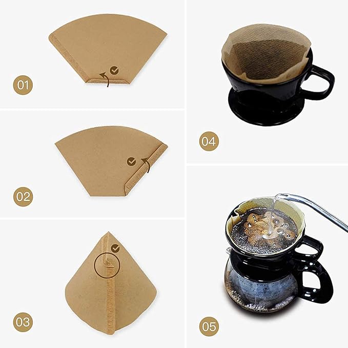 Irekamons #4 Cone Coffee Filter 8-12 cup, Unbleached Natural Paper, No Blowout, Disposable for Pour Over and Drip Coffee Maker, 100 Count