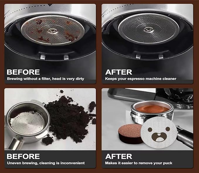 58.5mm Espresso Puck Screen, Lower Shower Screen, Metal Coffee Reusable Filter for 58mm Espresso Portafilter Basket, 1.7 Thickness(Happy)