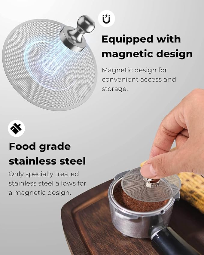 51mm Magnetic Dosing Funnel and Puck Screen Set - Espresso Coffee Dosing Ring, 19mm Anodized Aluminum with 8 Neodymium Magnets Compatible with 51mm CASABREWS/Delonghi Decica Portafilter (Black)
