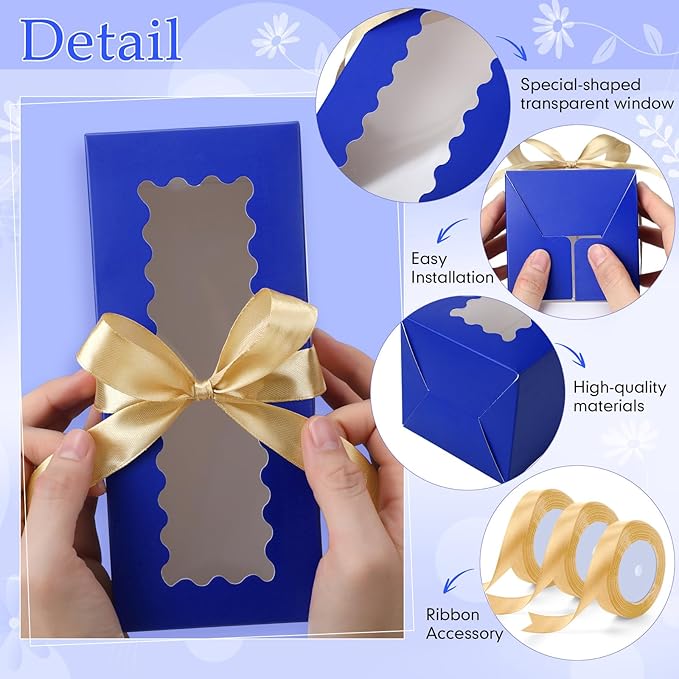 Windyun 100 Pcs Tumbler Gift Boxes for Sublimation Glass Exhibition Boxes Transparent for 12oz 16oz 20oz Shipping Cup Exhibition Packaging for Jars Mug Can Party Supplies (Blue)