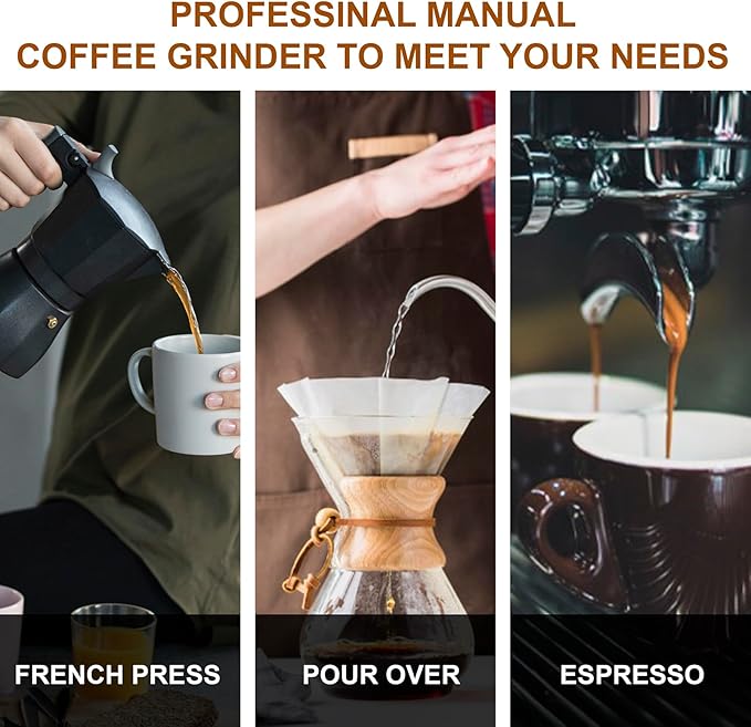 NewlukPro M6 Manual Coffee Grinder,Conical Hexagonal Burr & Double Bearings for Smooth Grinding,Designed for Espresso Pour Over French Press,25g Capacity,Compact & Portable,Gifts for Coffee Lovers