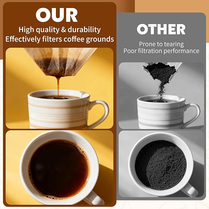 DTFMZOV 200 Count Coffee Filters #2, Disposable Coffee Filters, U Shape Natural Unbleached Coffee Paper Filter for Pour Over and Drip Coffee Maker, Suitable for Home Coffee Shop (2-6 Cup)