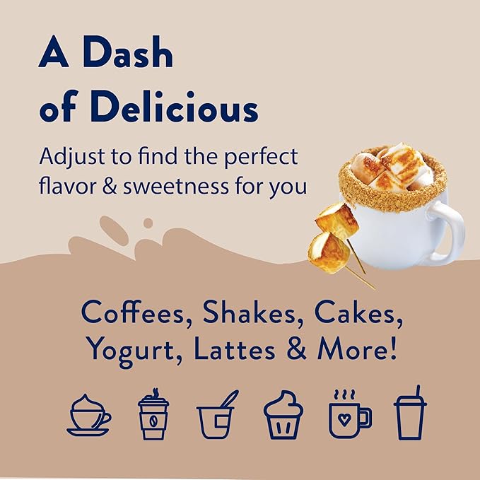Jordan's Skinny Mixes Sugar Free Coffee Syrup, Toasted Marshmallow Coffee Flavoring Syrup, Zero Calorie Drink Mix, Lattes, Baking, Protein Shake or Cocktail, Dairy & Gluten Free, Kosher, 25.4 Fl Oz