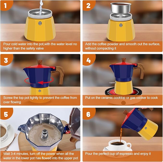 DITOSH 3 Cup Aluminum Espresso Stovetop Moka Pot Express Coffee Maker Percolator Italian Classic Mocha Coffee Machine for Italian and Cuban Cafe Brewing for Home & Camping 150ml 5oz