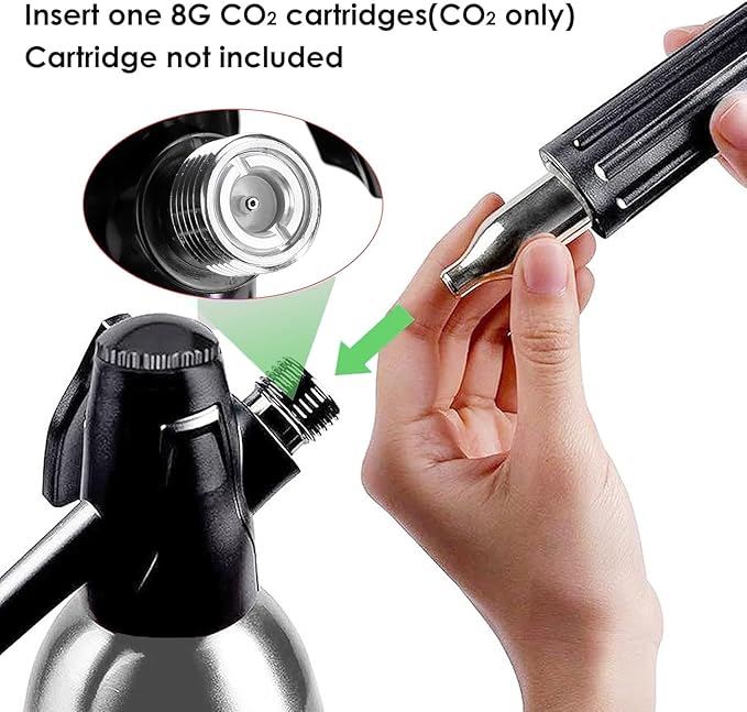Soda Siphon 1L Premium Sparkling Water Maker - Aluminum Portable Seltzer Machine for Home, Bar, Cocktails, Coffee, Tea,Uses 8g C02 cartridges (Not Included)