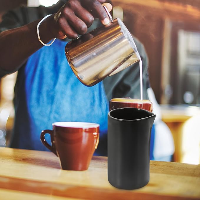DOITOOL Ceramic Creamer Pitcher Porcelain Milk Jug Pourer Coffee Milk Creamer Pitcher Sauce Container for Serving and Display, Black
