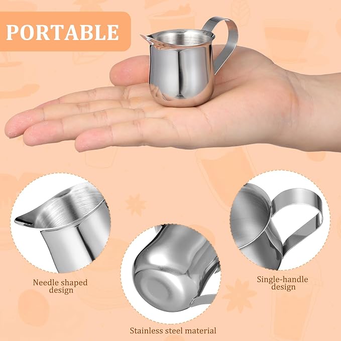 Stainless Steel Espresso Pitcher 50Ml Small Milk Frothing Cup with Scale Design Metal Cream Frothing Jug for Coffee Latte Art 4Pcs Set Household Use