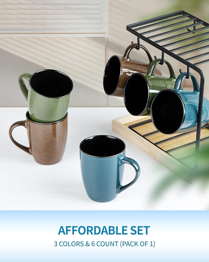 Ceramic Mugs 12oz,Large Ceramic Coffee Cups for Men, Women, Dad, Mom, Modern Coffee Mugs With Handle For Tea,Latte,Cappuccino,Cocoa. (Blue 1 Pack)