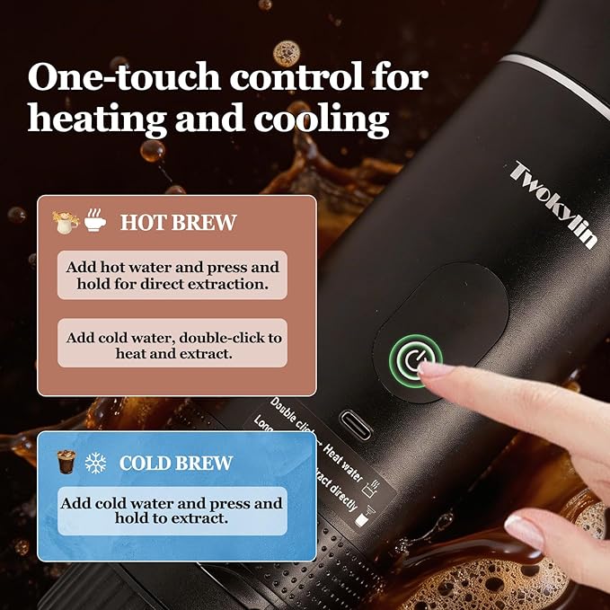 Espresso machine Portable coffee maker Small battery-powered coffee cup Self-heating portable espresso capsule machine,3-IN-1 Compatible with ground coffee and capsules Great for hiking and camping