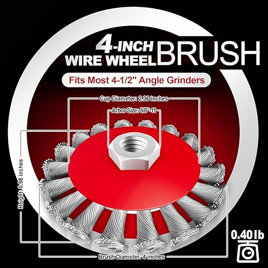 DIYSELF 12 Pack Wire Wheel for Angle Grinder, 3-Inch & 4-Inch Wire Brush for 4 1/2 Angle Grinder, Fit for 5/8 Inch Threaded Arbor, Angle Grinder Attachments for Rust Removal & Metal Surface Prep