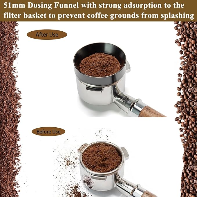 Espresso Accessories Kit 51mm Tamper: Espresso Tamper Kit with 51mm Coffee Tamper, Puck Screen, Dosing Funnel, WDT Tool, Tamper Mat | Espresso Kit Fits Espresso Coffee Machines of 51mm Portafilters