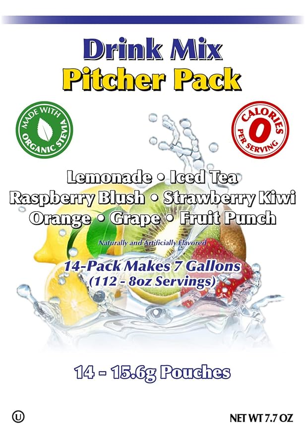 GramZero Variety, Sugar Free Drink Mix, Pitcher Pack, Great For Nutrition Club Loaded Tea, Zero Calorie, Stevia Sweetened
