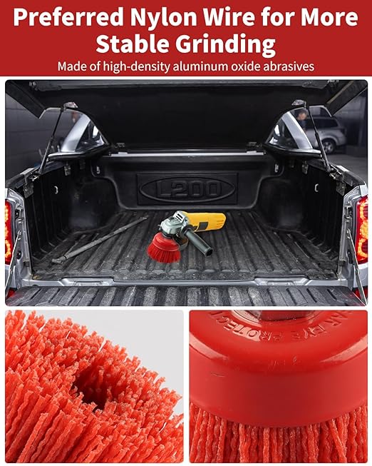 4" Abrasive Filament Nylon Cup Brush for 4 1/2 Angle Grinder, Nylon Wheel Brush with 5/8-11 Threaded Arbor, Quickly Remove Rust, Paint - Surface Prepping of Various Metals (2 Pack)