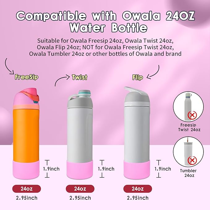 2PCS Silicone Water Bottle Boot, Compatible with Owala 24oz 32oz 40oz, Protective Anti-Scratch & Anti-Dent No Noise Sleeve Cover for FreeSip/Twist/Flip Water Bottles (Tropical, 24oz)