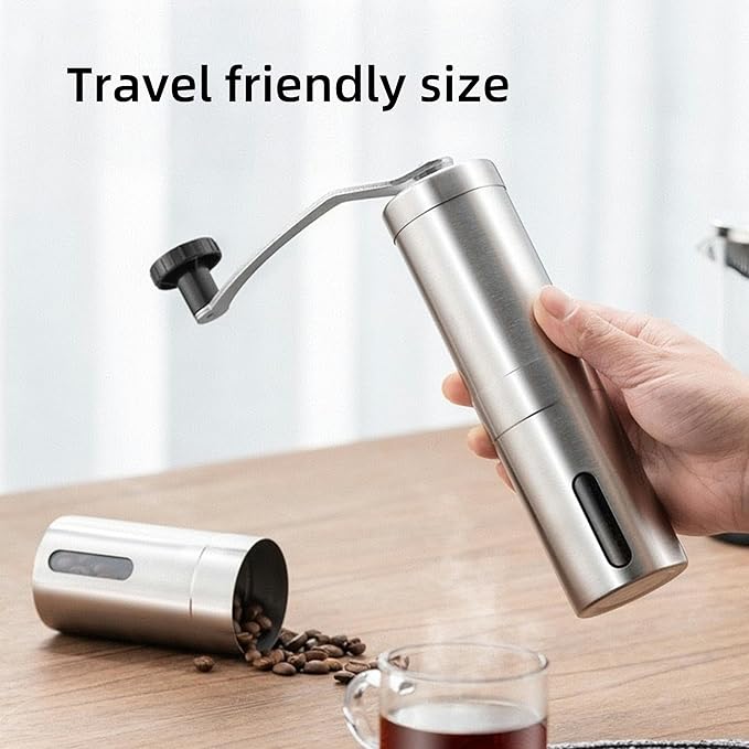 Manual Coffee Grinder, Multi Adjustable Settings, Portable Hand Coffee Grinder with Ceramic Burr & Detachable Hand Crank for Travel, Camping, Office, Espresso, Pour-Over and More