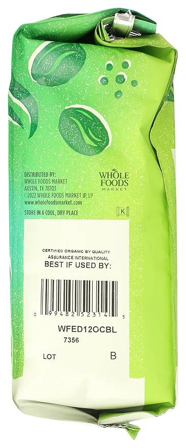 Whole Foods Market, Organic Continental Blend Ground Coffee, Medium-Light Roast, Complex & Heavy, Fruit-Tinged, 12 Ounce