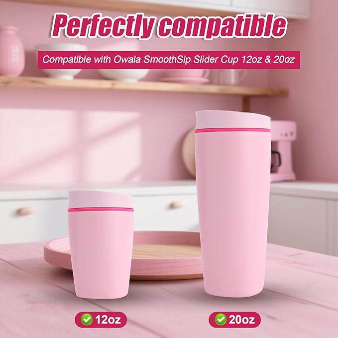2pcs Slider Replacement Stopper for Owala SmoothSip Slider 12oz 20oz 24oz, Silicone Seal Plug Compatible with Owala Coffee Insulated Cup Mouth Stopper Top Lid Gasket Plug Accessories BPA-Free (Pink)