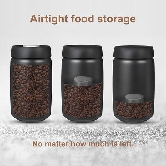 Vacuum Coffee Canister - Airtight Coffee Storage Jar with Push-Button Lid, Stainless Steel Design Keeps Beans Fresh Longer - Ideal for Coffee Lovers