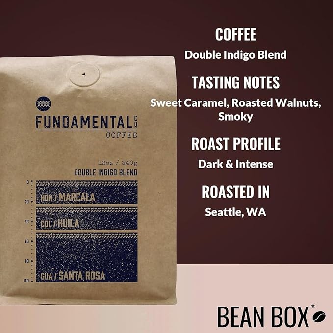 Double Indigo Blend - Roasted by Fundamental Coffee Company - Whole Bean Coffee - 12 Ounce Bag