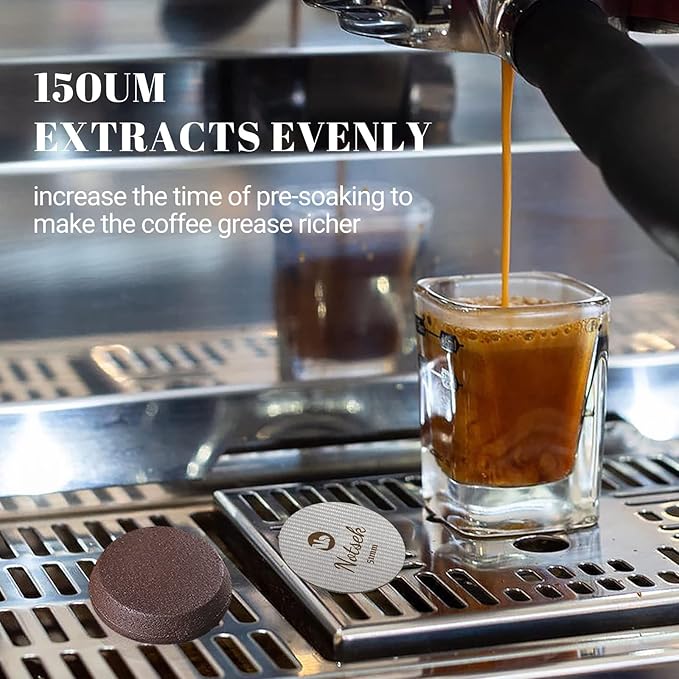 NOTSEK 51mm Puck Screen, Espresso Puck Screen for 51mm Portafilter with Acrylic Storage Box, Resuable 1.7mm Thick 150μm, 316L Stainless Steel, Coffee Filter Screen Mesh for Espresso Machine