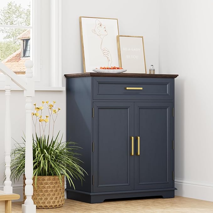 Kitchen Storage Cabinet with Drawer, Buffet Cabinet with Storable Door, Modern Floor Sideboard, for Living Room, Entryway,Blue